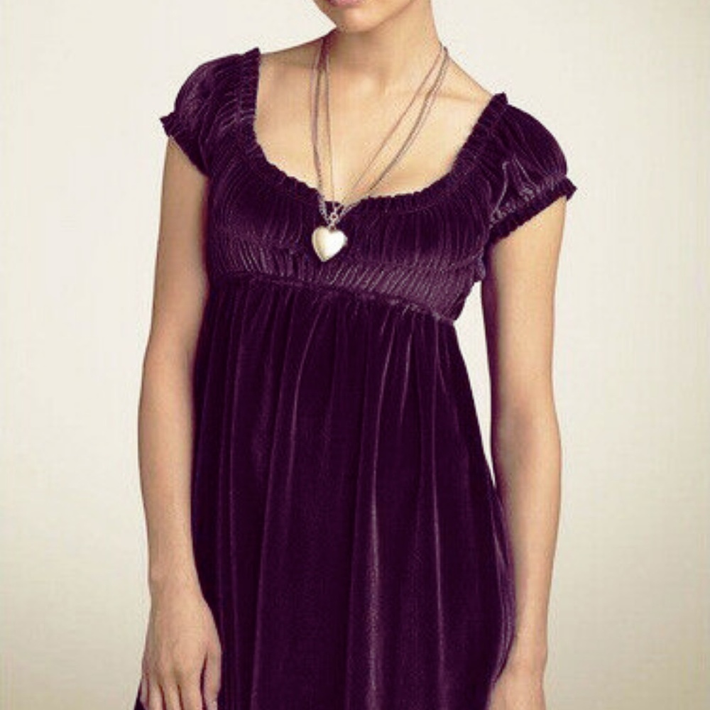 Free People Lavender Velvet Babydoll Dress Size S